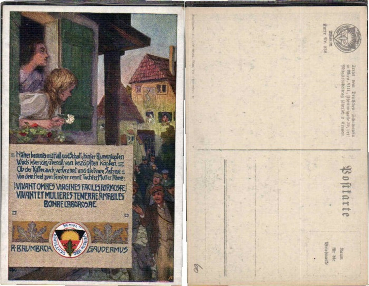 62989,Dt Schulverein 238 Mädchen am Fenster Blumen