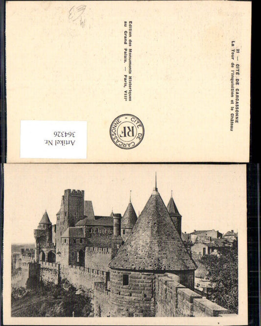 364326,Schloss Festung Cite de Carcassonne La Tour de l Inquisition et le Chateau