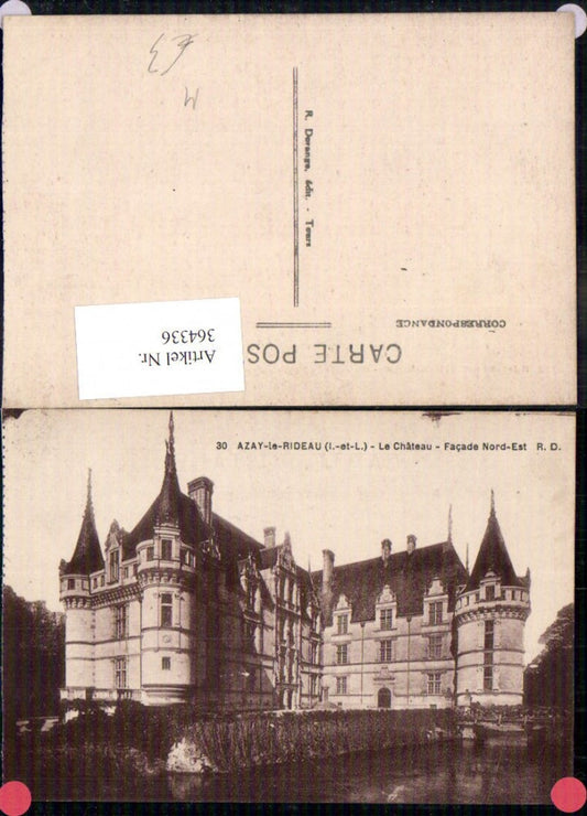 364336,Schloss Azay-le-Rideau Le Chateau Facade Nord-Est