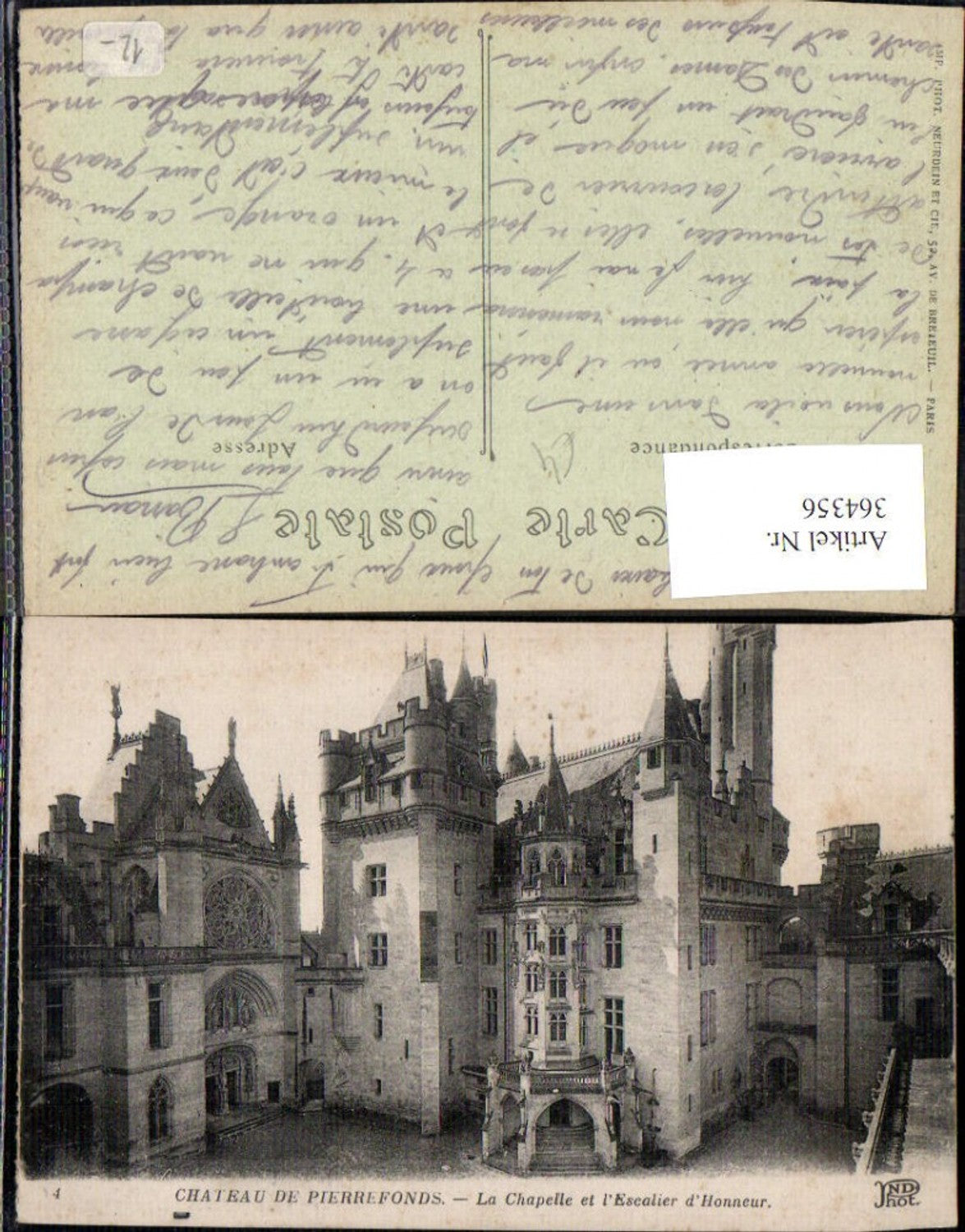 364356,Schloss Chateau de Pierrefonds La Chapelle et l Escalier d Honneur