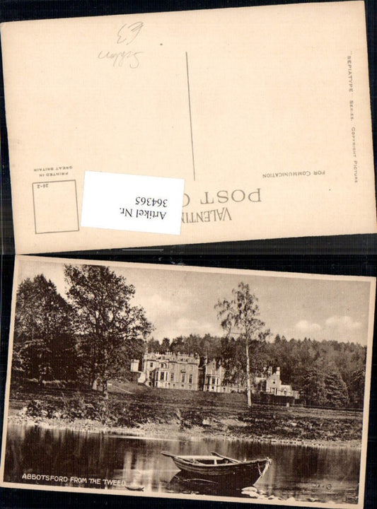 364365,Schloss Abbotsford form the Tweed Ruderboot Boot Ufer Fluss