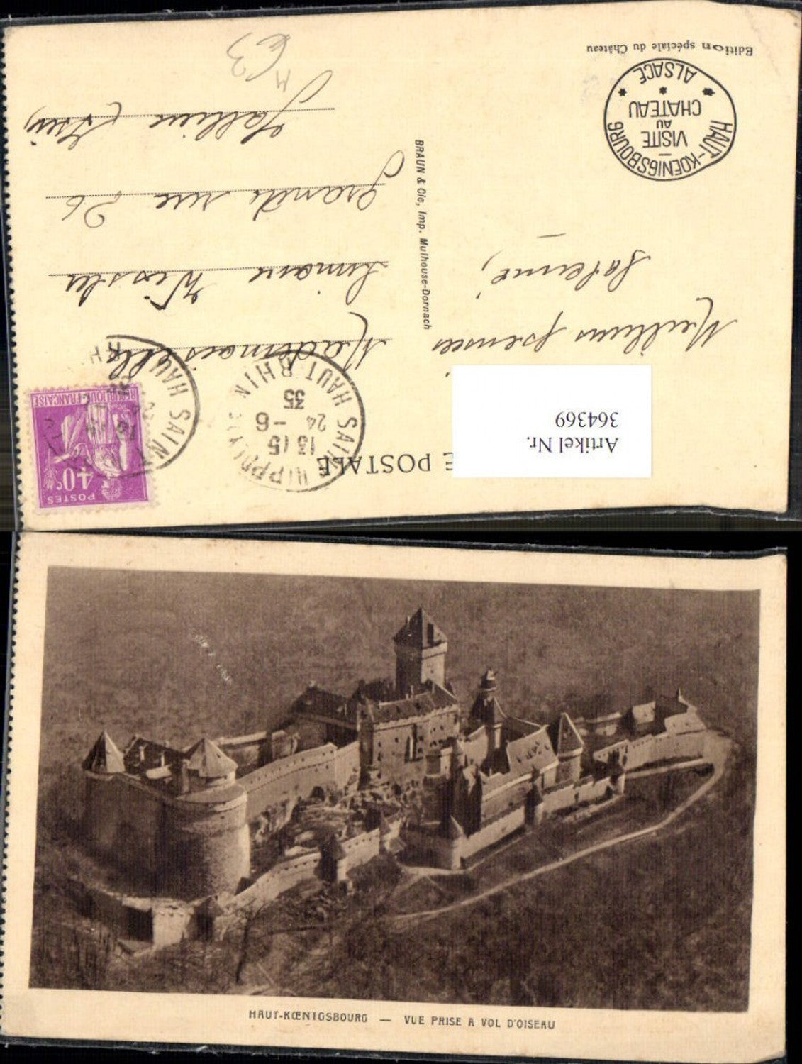 364369,Schloss Haut-Koenigsbourg Vue prise a Val d Oiseau