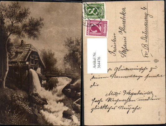 364476,Künstler Ak Wassermühle Mühle Brücke