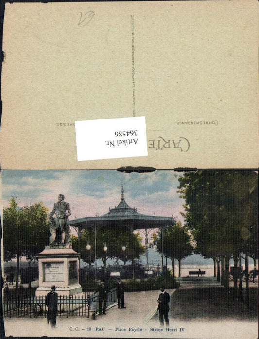364586,Statue Henri IV Pau Place Royale Pavillon