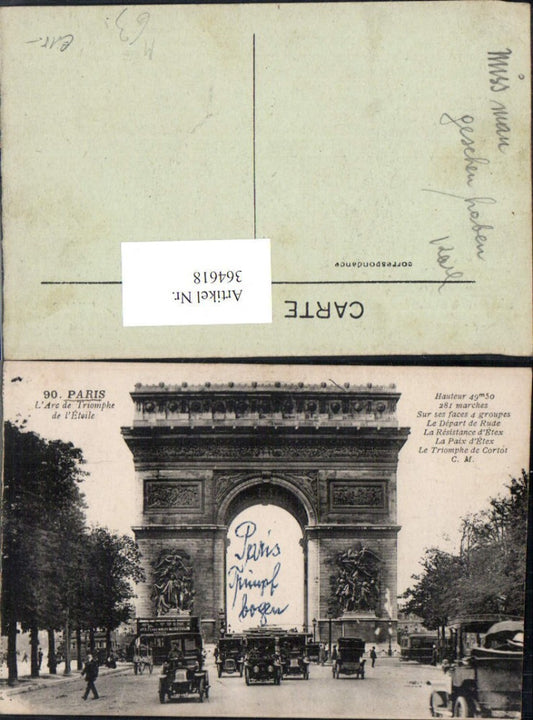 364618,Paris L Arc de Triomphe de l Etoile Triumphbogen Bus