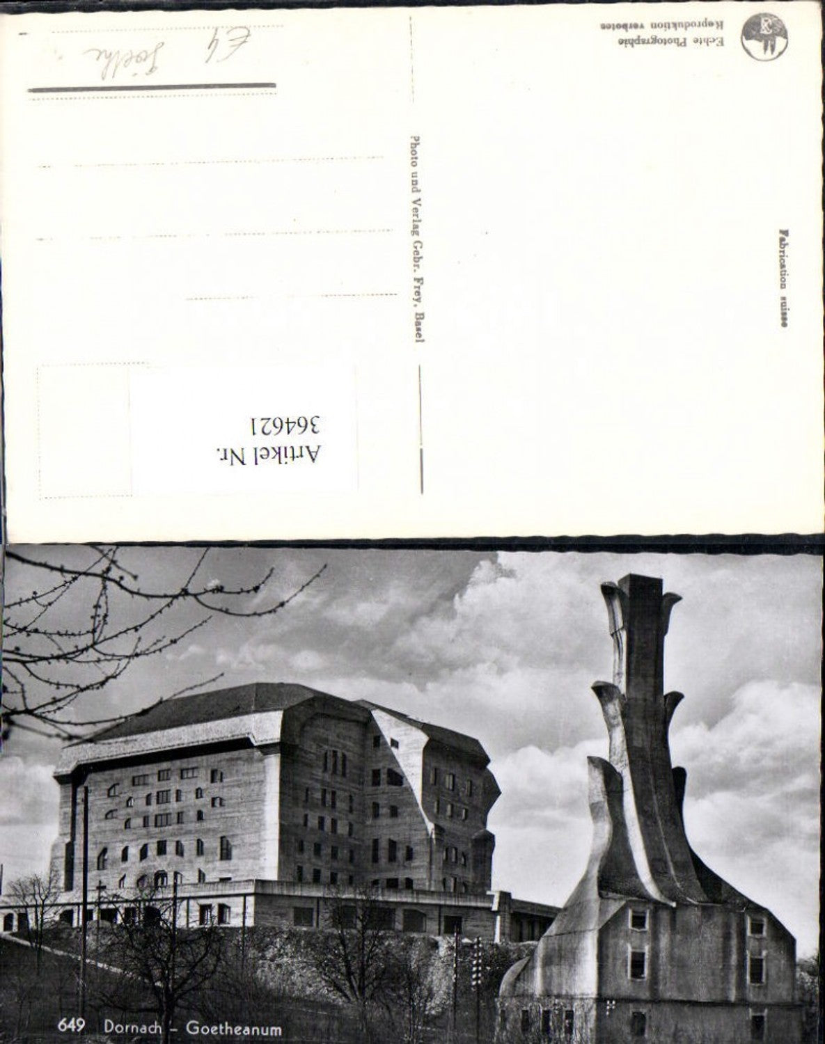 364621,Foto Ak Dornach Goetheanum Denkmal Goethe