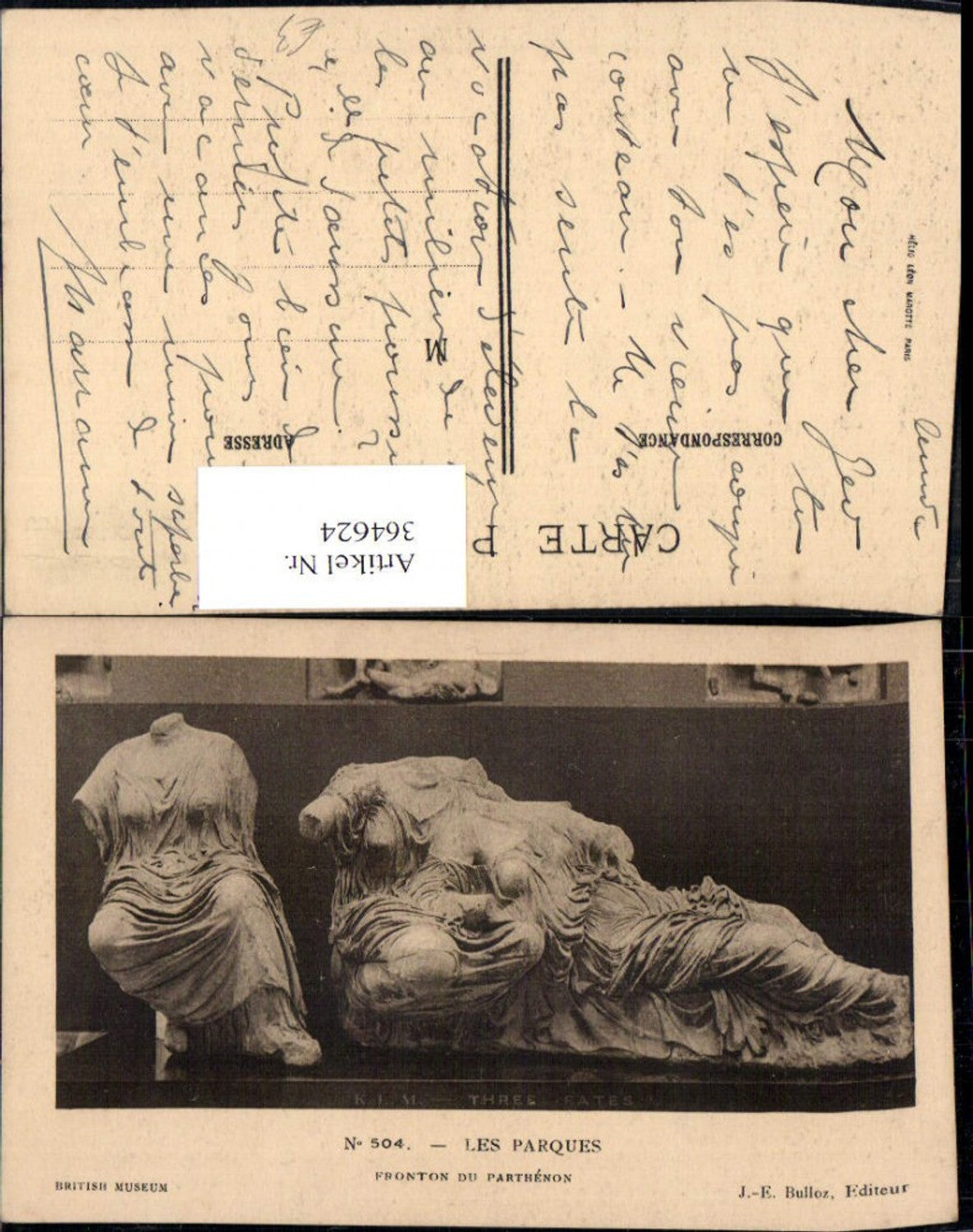 364624,Statuen Les Parques Fronton du Parthenon