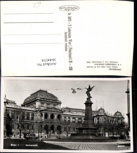 364634,Foto Ak Wien Universität J. A. Liebenberg-Denkmal Statue