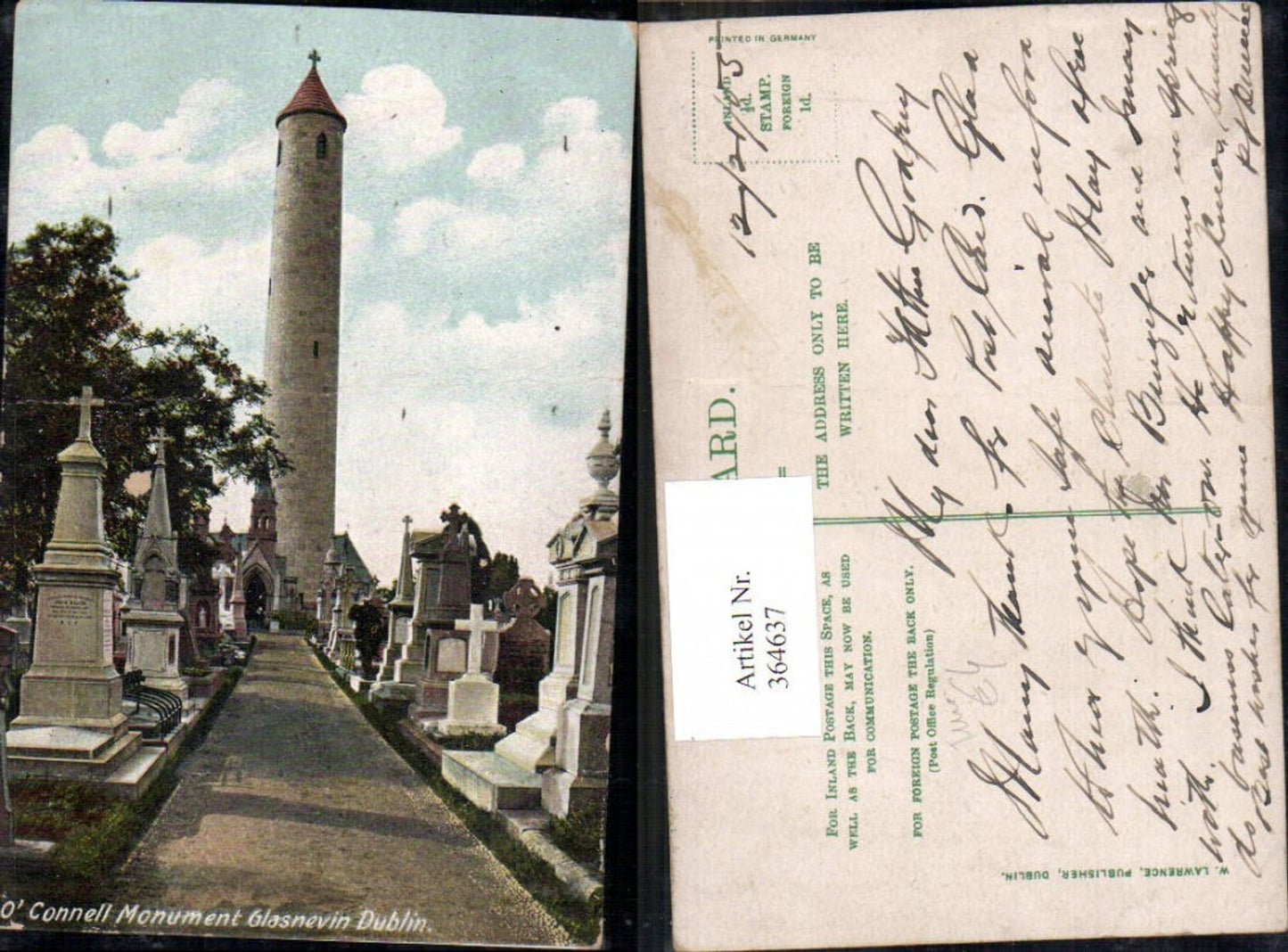 364637,Statue Dublin O Connell Monument Glasnevin Friedhof Turm