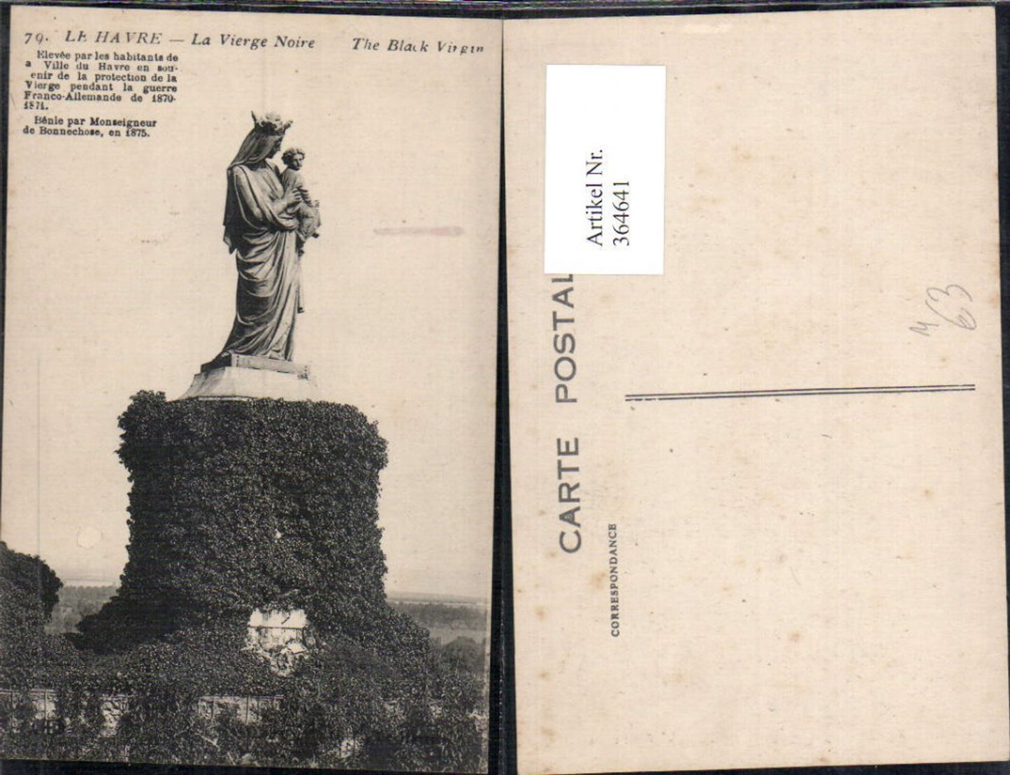364641,Statue Le Havre La Vierge Noire The Black Virgin