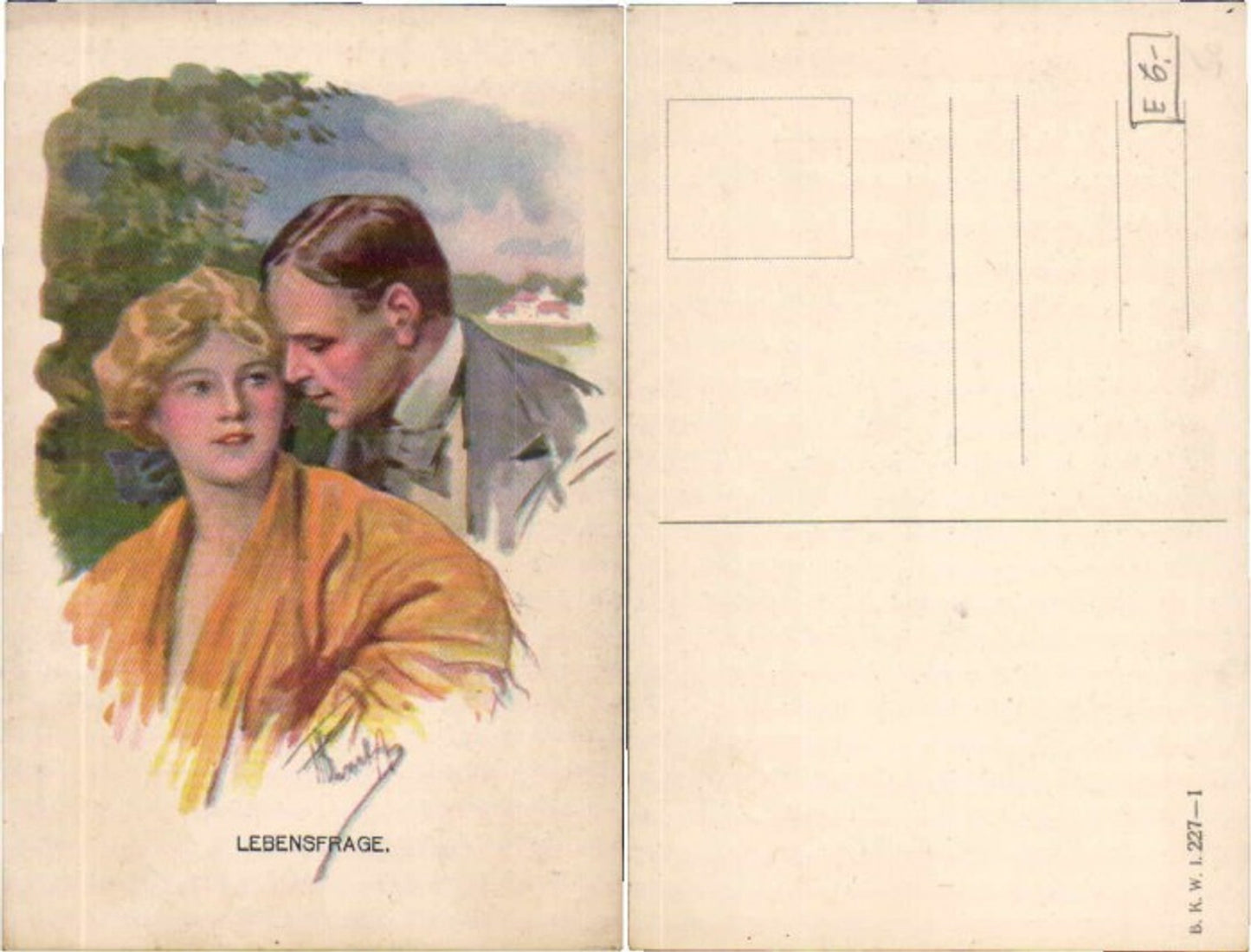 63324,JUgendstil Paar Lebensfrage B.K.W.I. 227-1