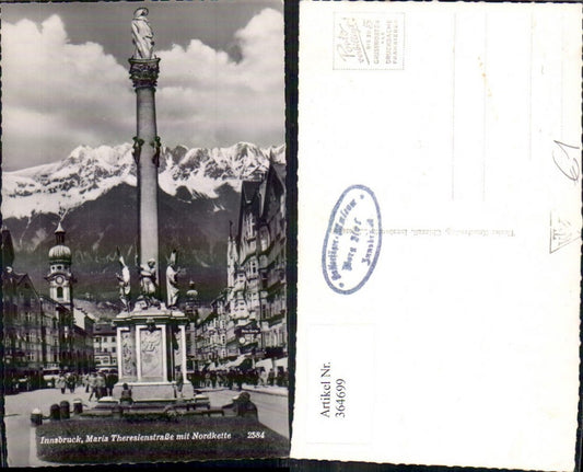 364699,Foto Ak Innsbruck Maria Theresienstraße m. Nordkette Statue Säule