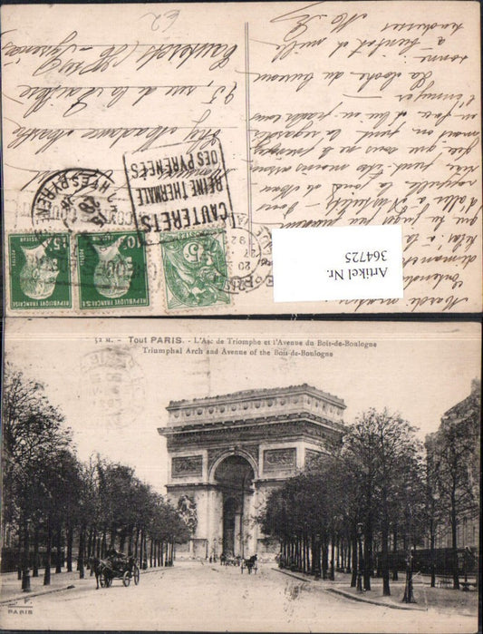 364725,Tout Paris L Arc de Triomphe et l Avenue du Bois-de-Boulogne Triumphbogen