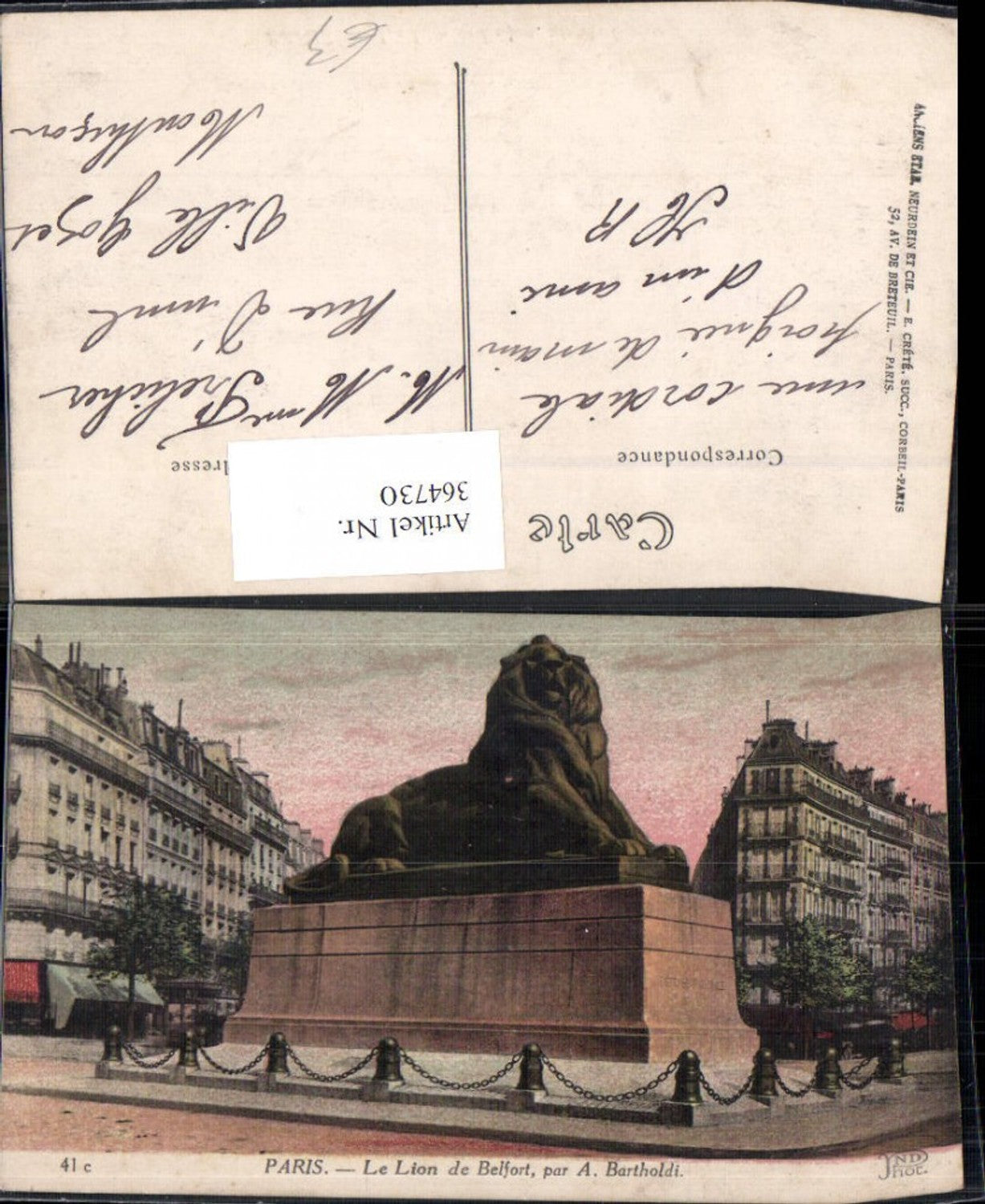 364730,Paris Le Lion de Belfort Löwendenkmal