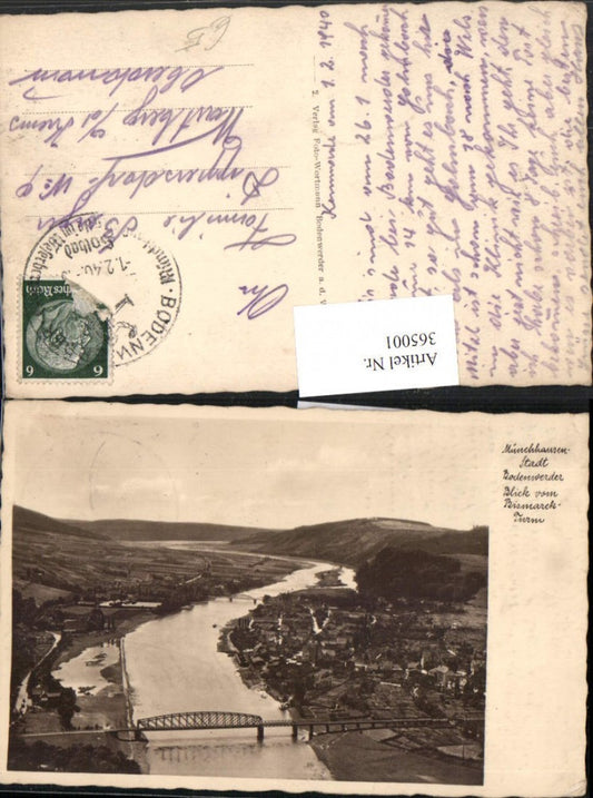 365001,Münchhausenstadt Bodenwerder Totale vom Bismarck-Turm