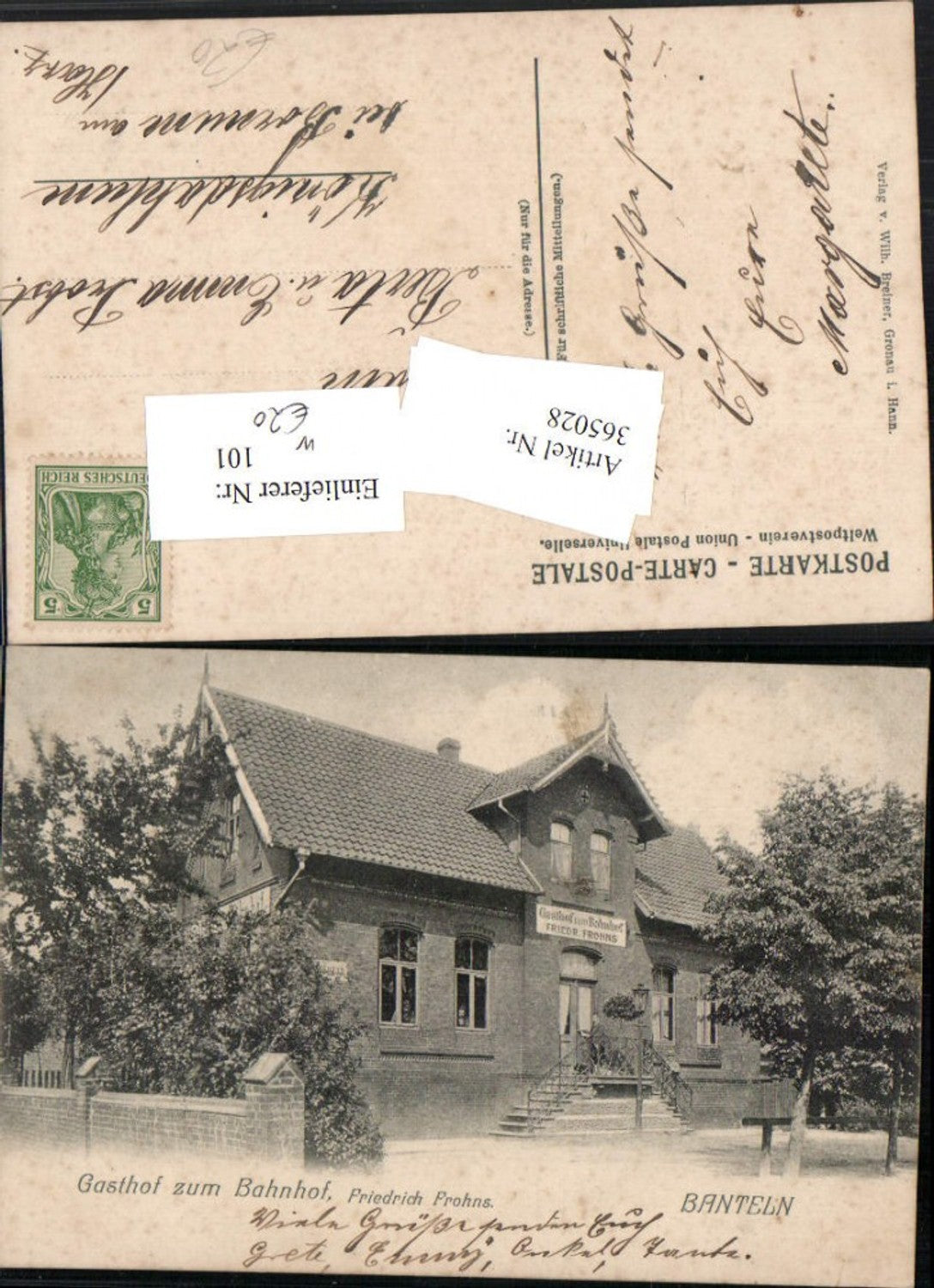 365028,Banteln Gasthof zum Bahnhof Friedrich Frohns