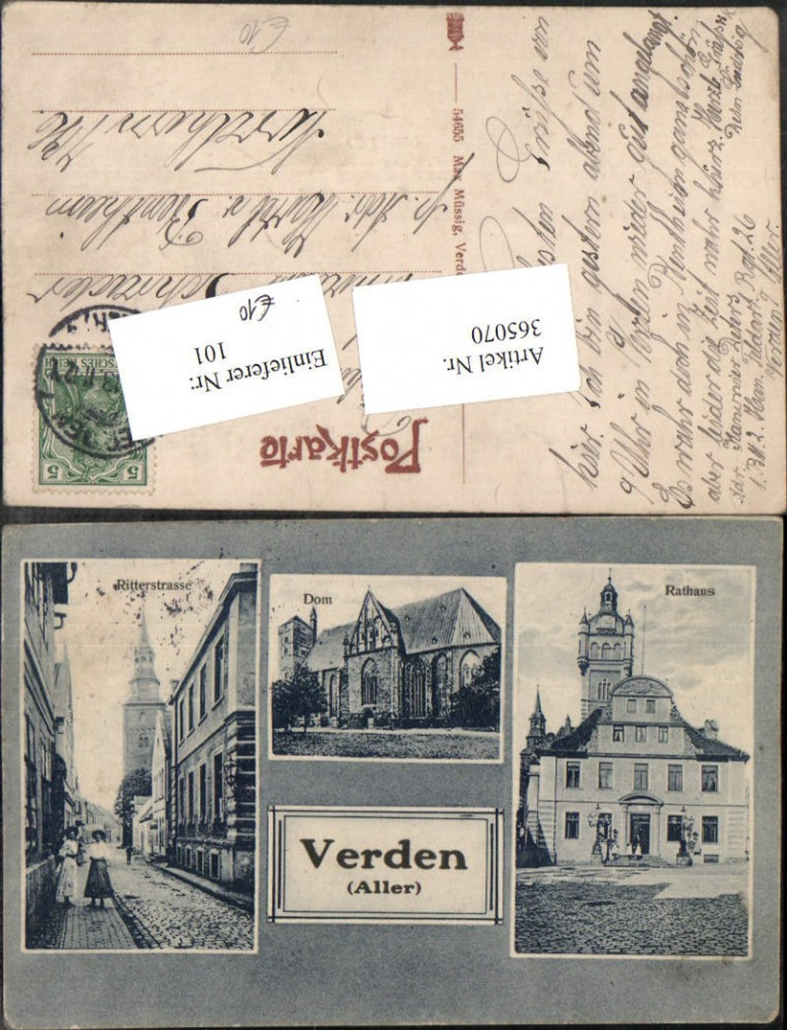 365070,Verden an d. Aller Rathaus Dom Kirche Ritterstraße Mehrbildkarte