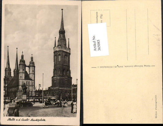 365085,Halle an d. Saale Marktplatz Denkmal Kirche Turm