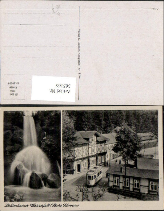 365165,Sächsische Schweiz Lichtenhainer Wasserfall Straßenbahn b. Sebnitz Mehrbildkarte