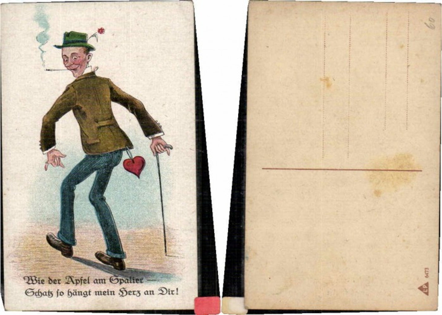 63909,Liebeskarte Mann Herz hängt an Ihm Spruch