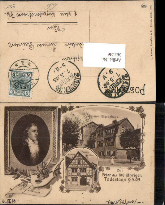 365246, Weimar Marbach Birthplace and Deathplace Portrait Multi-image postcard
