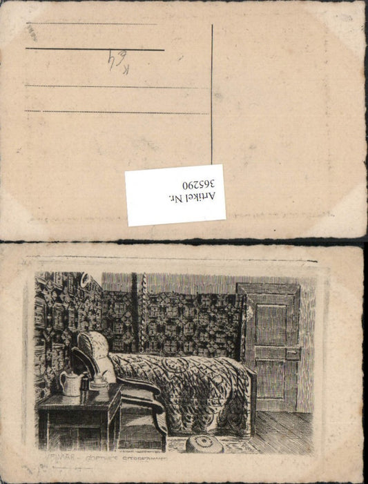 365290, Artist AK Weimar Goethe's death room bed