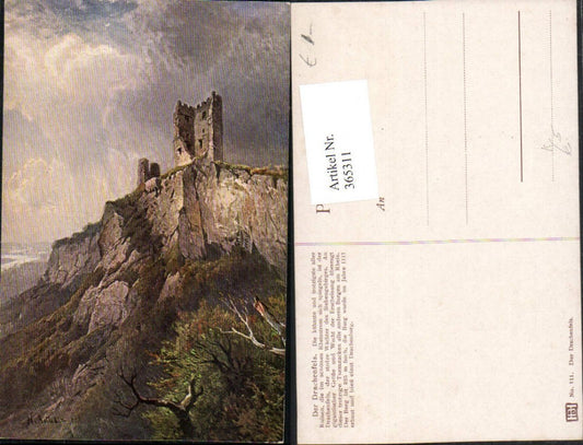 365311,Künstler AK N. Astudin Burg Ruine Drachenfels b. Königswinter