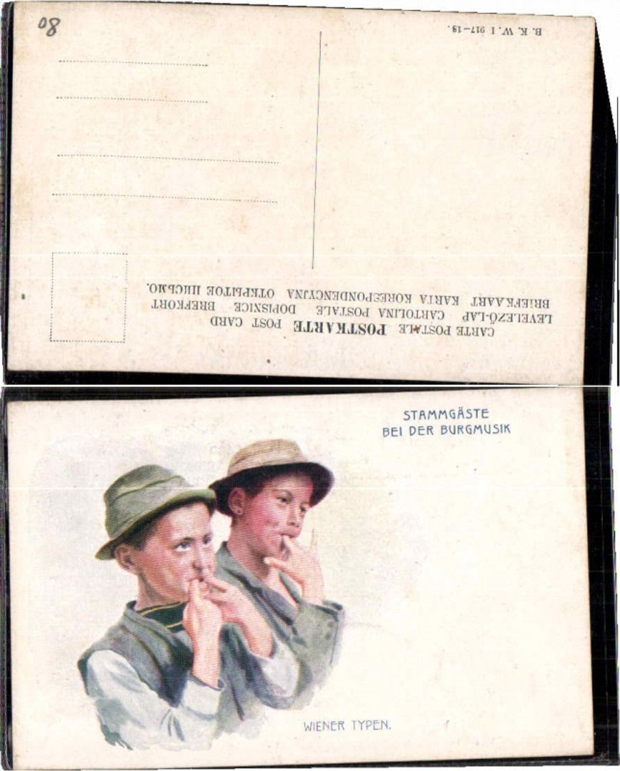 64018,Karikatur Wiener Typen Stammgäste Burgmusik B.K.W.I 917-18
