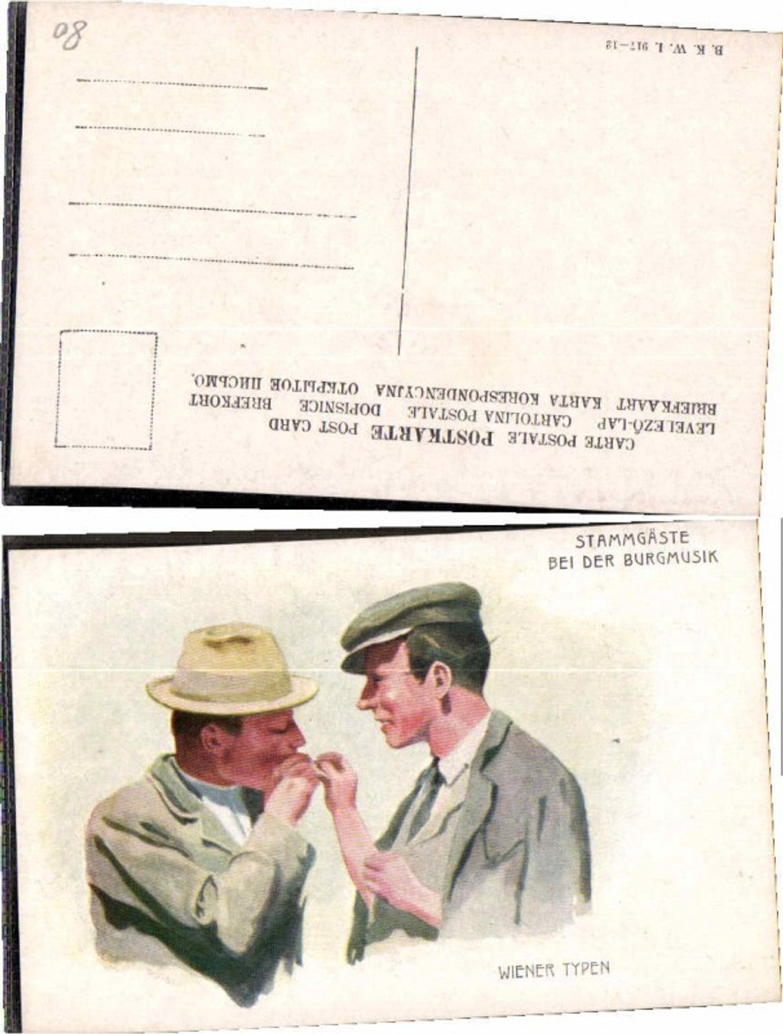 64021,Karikatur Wiener Typen Stammgäste Burgmusik B.K.W.I 917-12