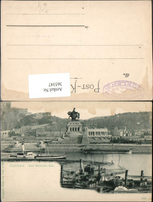 365347,Coblenz Koblenz Das deutsche Eck Denkmal Dampfer Neuwied