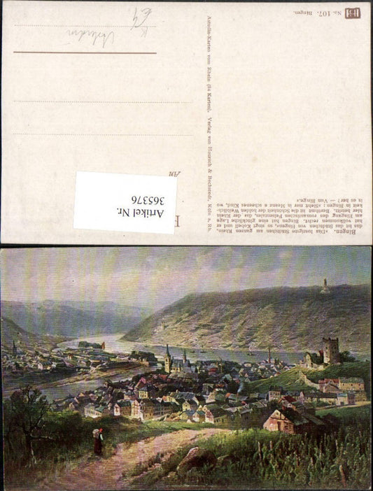365376,Künstler AK Astudin Bingen am Rhein Totale