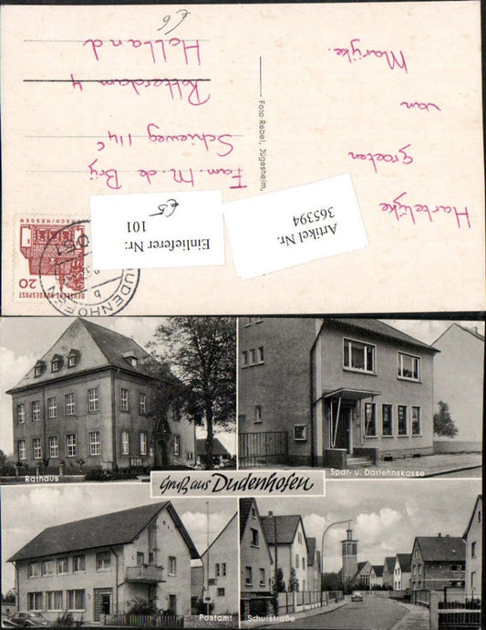 365394,Dudenhofen Rathaus Postamt Schulstraße Spar- u. Darlehnskasse Mehrbildkarte
