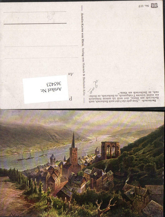 365423,Künstler AK N. Astudin Bacharach am Rhein Totale Kirche