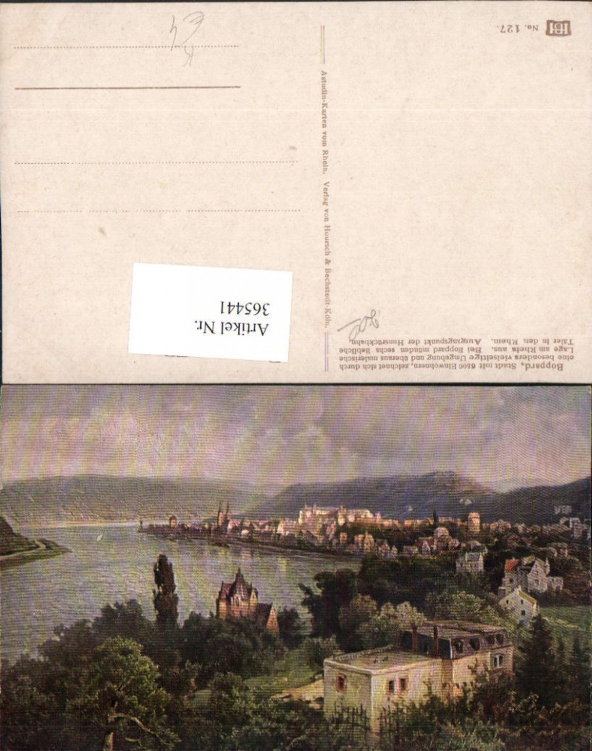 365441,Künstler AK N. Astudin Boppard am Rhein Totale