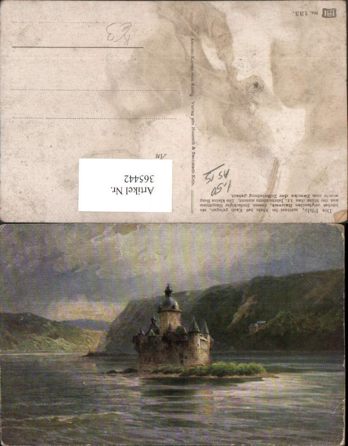 365442,Künstler AK N. Astudin Pfalz Burg Pfalzgrafenstein b. Kaub