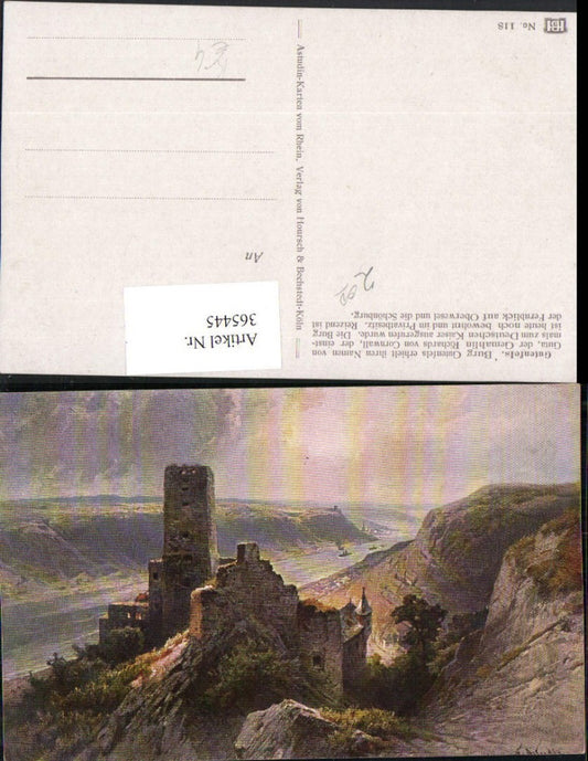 365445,Künstler AK N. Astudin Burg Gutenfels b. Kaub