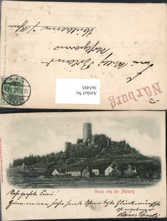 365485,Reliefkarte Gruß von der Nürburg Burg b. Adenau