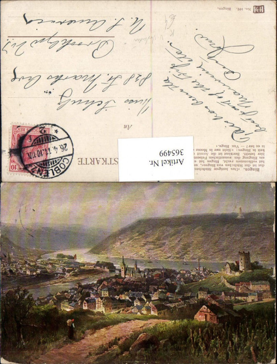 365499,Künstler AK N. Astudin Bingen am Rhein Totale