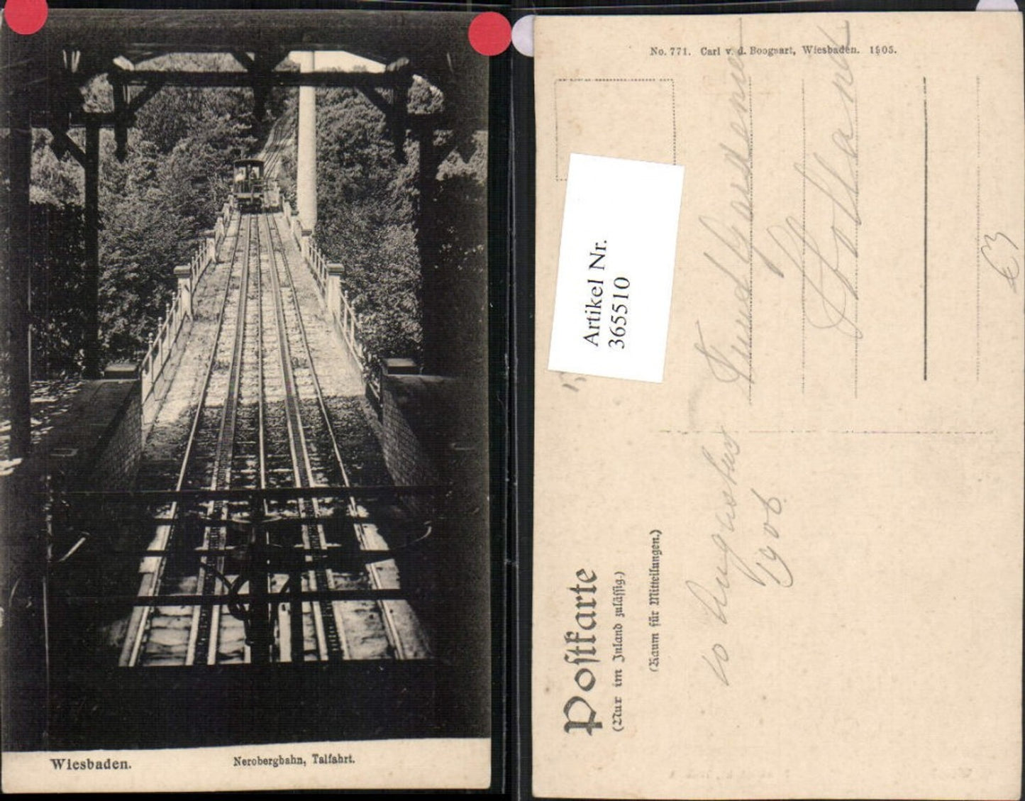 365510,Wiesbaden Nerobergbahn Zahnradbahn Talfahrt