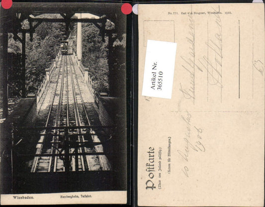 365510,Wiesbaden Nerobergbahn Zahnradbahn Talfahrt