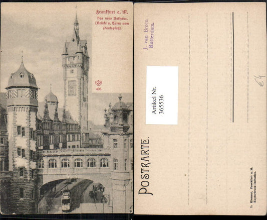 365536,Frankfurt am Main Rathaus Brücke Turm Straßenbahn