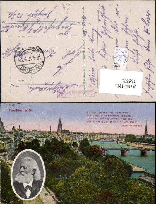 365575,Frankfurt am Main Teilansicht Brücken Friedrich Stoltze Portrait