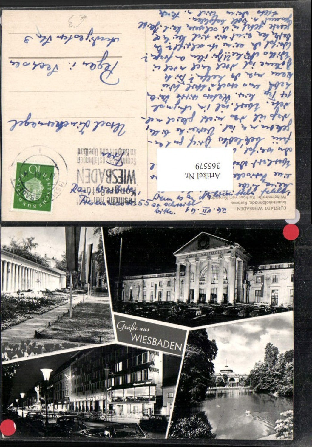 365579,Wiesbaden Kurhaus Brunnenkolonnade Wilhelmstraße Mehrbildkarte