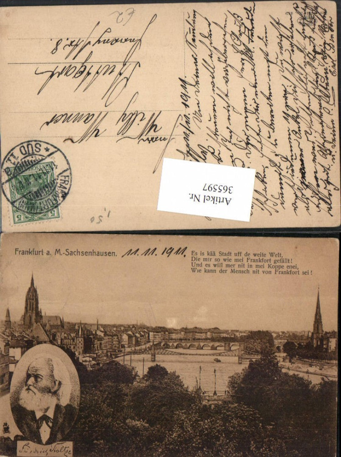 365597,Frankfurt am Main Sachsenhausen Teilansicht Friedrich Stoltze Portrait