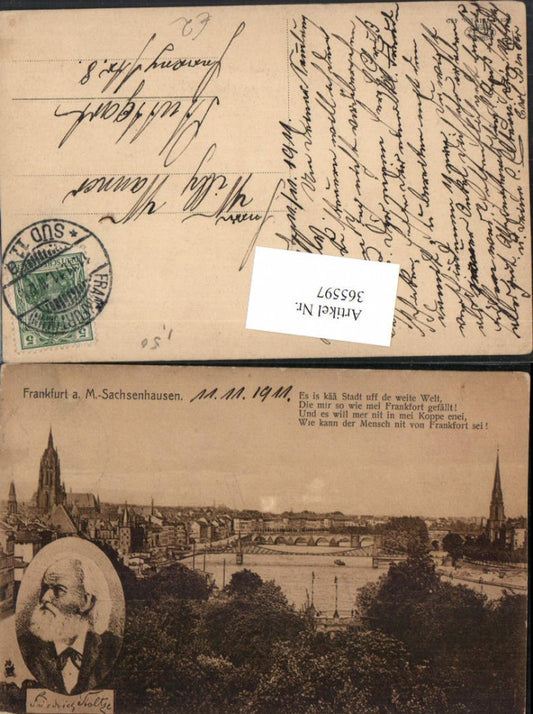 365597,Frankfurt am Main Sachsenhausen Teilansicht Friedrich Stoltze Portrait