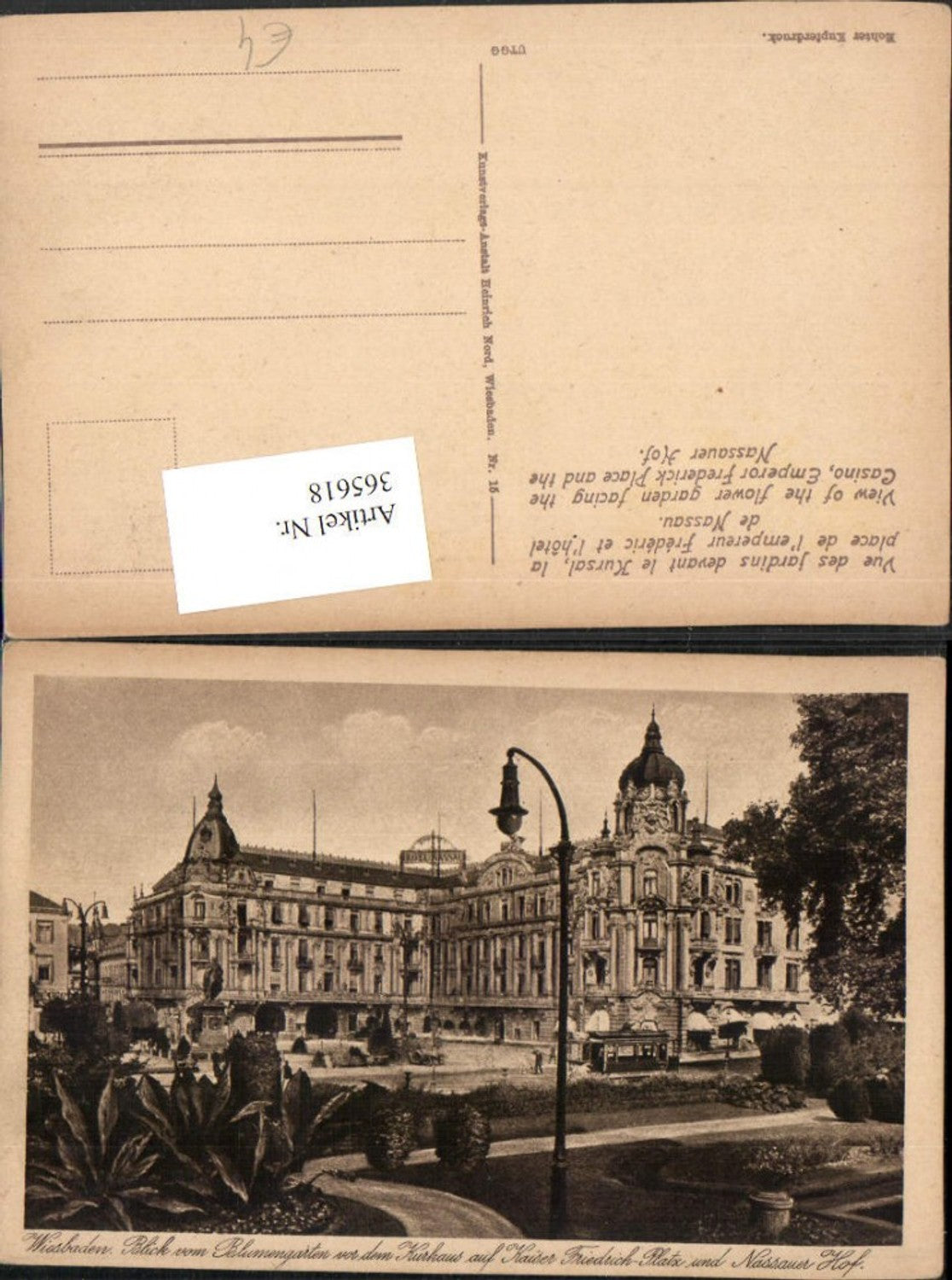 365618,Wiesbaden Blick vom Palmengarten vor dem Kurhaus auf Nassauer-Hof