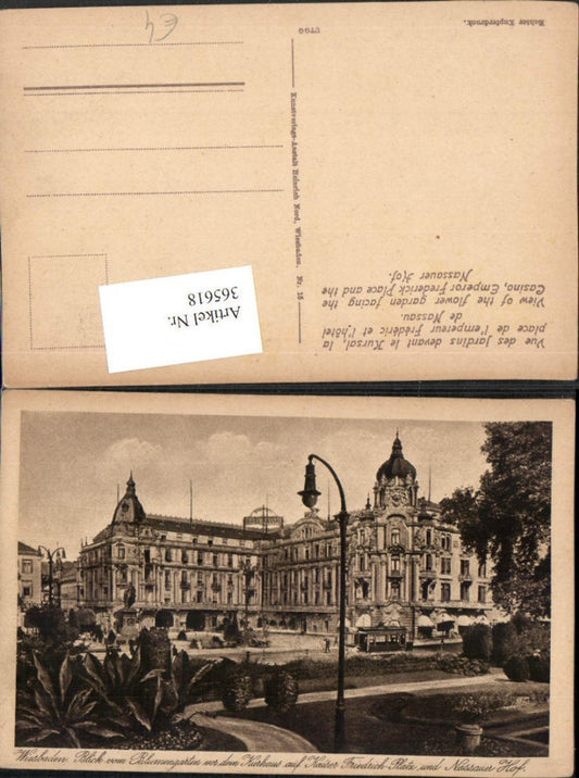 365618,Wiesbaden Blick vom Palmengarten vor dem Kurhaus auf Nassauer-Hof