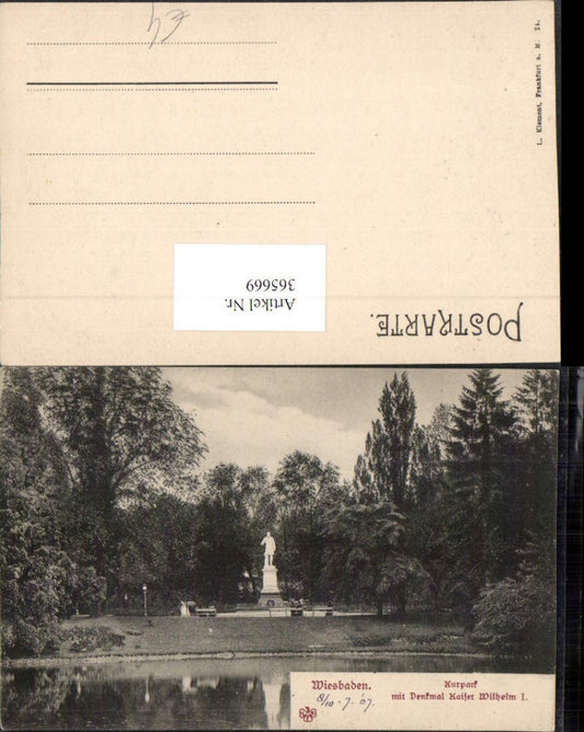 365669,Wiesbaden Kurpark m. Denkmal Kaiser Wilhelm