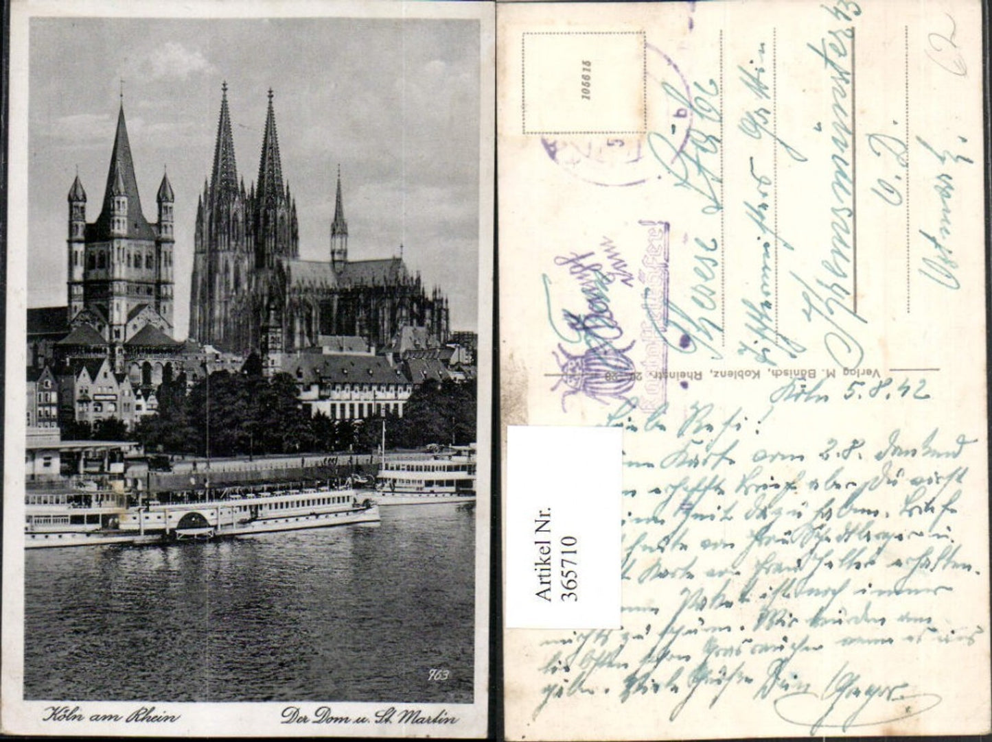365710,Köln am Rhein Dom u. St. Martin Kirche Dampfer