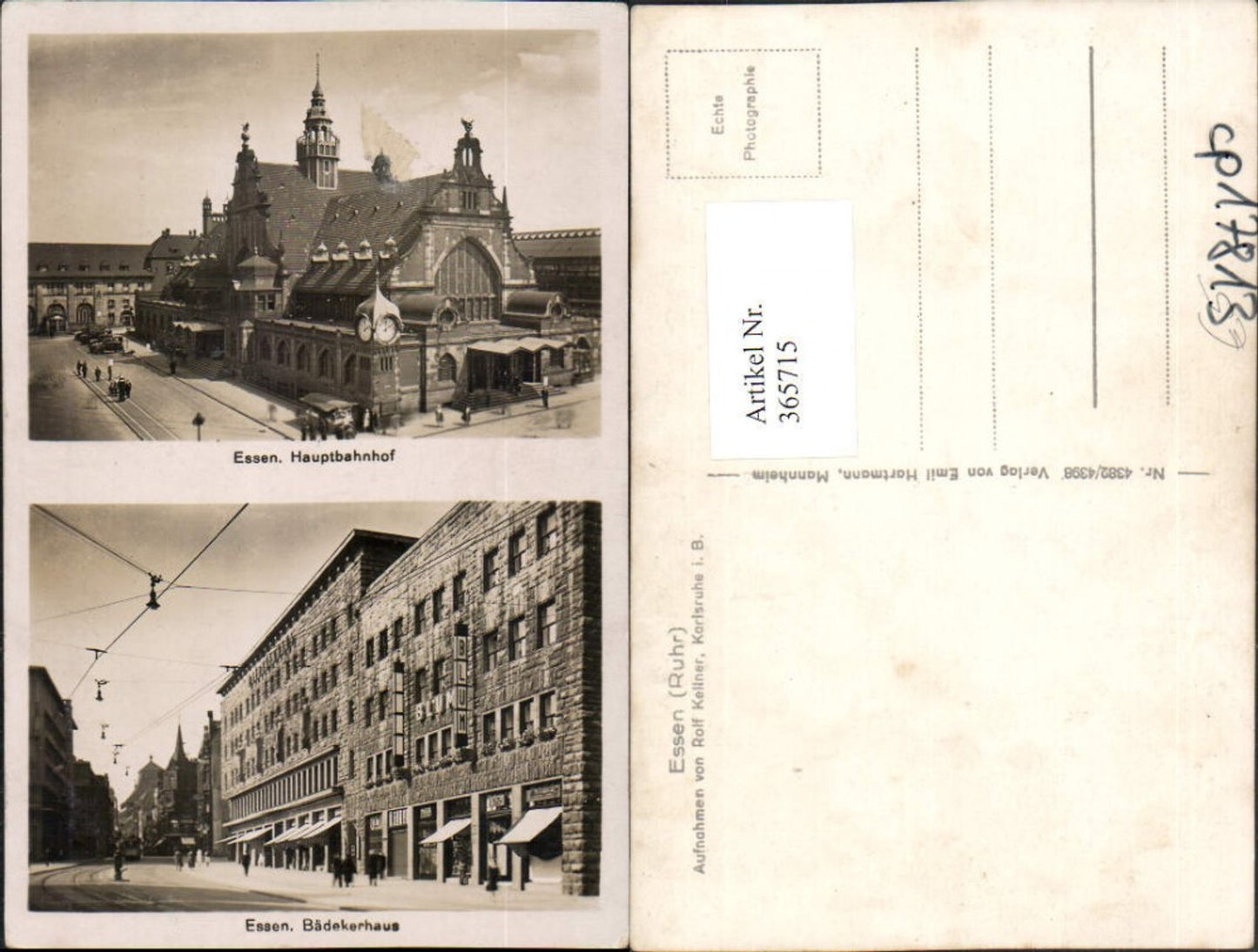 365715,Essen Hauptbahnhof Bahnhof Bädekerhaus Mehrbildkarte